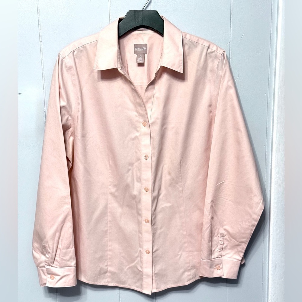 Chico's Soft Pink Wrinkle free Collared Shirt